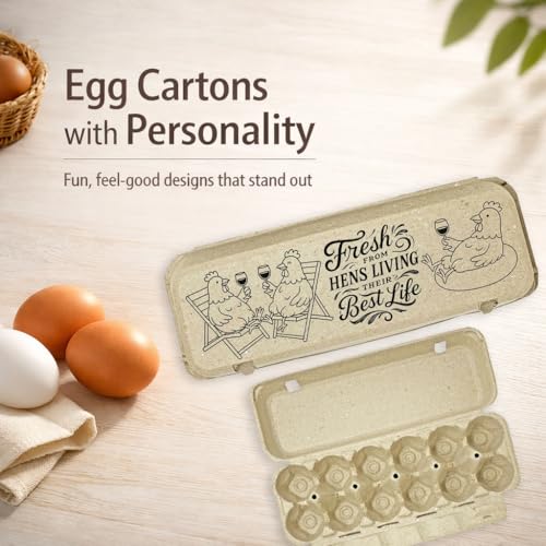 Best Life Egg Cartons – 12-Pack – Funny Egg Carton with Relaxing Hen Design – Giftable, Eco-Friendly Cartons for Backyard Eggs