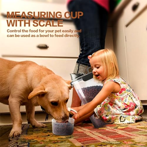 TIOVERY Dog Food Storage Container, 5-7 Lbs Airtight Pet Food Container, Cat Food Container Dispenser with Portable Handle, Pouring Spout and 4 Seal Buckles for Dogs Cats 2 Pack Grey - color: Grey 6Qt+3QT