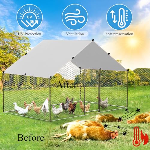 DLronwey Chicken Coop Cover Waterproof Accessories,11.5x6.3 ft Chicken Run Cover for Winter,Waterproof Insulated Chicken Coop Tarp with 25 Pcs Ball Bungees Cords(1 Pcs)