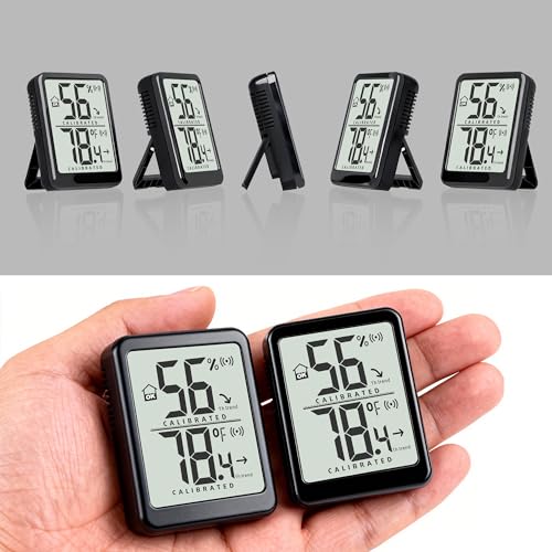 2 Pack Room Thermometer Small Hygrometer Indoor Humidity Monitor Sensor, Digital Temperature and Humidity Meter Gauge for Home, Baby Nursery, Reptile, Greenhouse - Battery Included