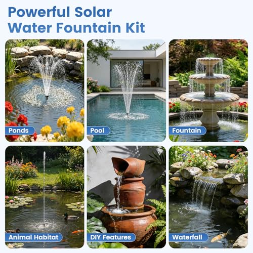 30W Solar Fountain Pump, 280GPH Solar Pond Pump with Foldable Solar Panel, Adjustable Flow Solar Water Pump with 6.6FT PVC Tubing for Outdoor Pond, Garden, Waterfall, Hydroponic, Pool - size: 30W