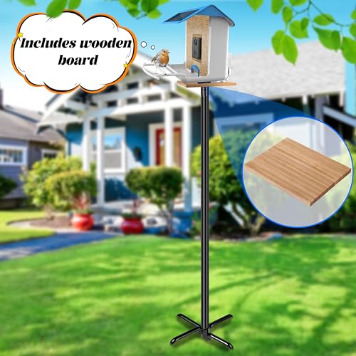 Ottsuls Bird Feeder Pole, 92 Inch Heavy Duty Bird House Pole Kit for Outdoors, with Wooden Board, 5-Prong Base Feeding Station for Wild Birds Watching, Adjustable Feeder Stand (House Not Included) - size: 92 IN-1Pack