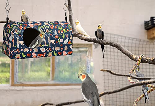 ShuRung Parrot Cockatiel Warm House Bird Nest Bed Winter Hanging Hammock Birds Sleeping Bed Parrot Hideway Bed Polyester Fabric for Parrot Parakeet Cockatiels Budgies Lovebird African Grey (S) - size: S