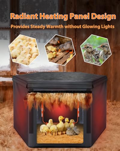 Chick Brooder Box Heat Plate,Chicken Coop Heater with Temperature Sensor - Heating Panel for Baby Chicks - Chickens Warmer for Winter - Radiant Heaters Brooding for Outdoor Poultry (Orange) - color: Orange Black