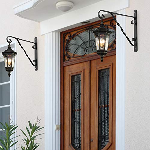 AMAGABELI GARDEN & HOME 2 Pack Hanging Plant Brackets Outdoor 12" Metal Fence Wall Plant Hanger Hooks for Hanging Flower Baskets Bird Feeders Lanterns Wind Chimes Rust-Resistant Black - size: 12 Inch, style: 2-Pack Twist Hook 1