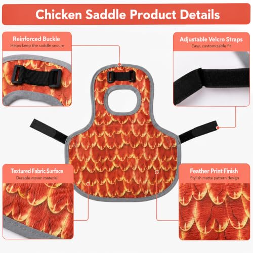 Chicken Saddle for Hens, Adjustable Hen Apron Back Protector for Protection Feather Regrowth, Waterproof Breathable Chicken Clothes with Straps, Apron for Medium to Large Hens Saddle（Orange） - color: Orange