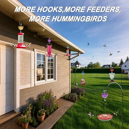 6-Pack Ant Moat for Hummingbird Feeders 4OZ | Heavy Duty Metal Hooks with Water Level Window, Bright Red Flower Design for Outdoor Hanging Bird Feeders - color: Purple