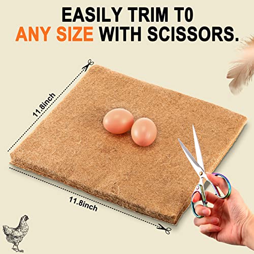 Aoriher 12 Pack Natural Hemp Chicken Nesting Pads Reusable Hens Bedding Mats Chicken Nesting Box Liners for Hen Laying Eggs, Coop Pet Garden Lawn Indoor Outdoor, 11.8 x 11.8 Inches