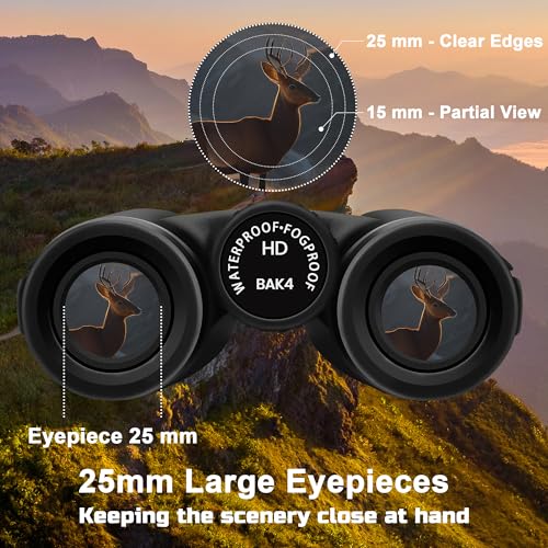 High Power 15X50 Binoculars for Adults BAK4 Prism FMC Lens - Black | BAK4 Prism FMC Lens,15X,50MM Big Eyepiece,Fogproof & Waterproof,Viewing field of 1200 meters,Adjustable Focus