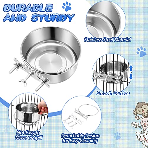5 Pack Crate Water Dog Bowls 5 Size No Spill Hanging Dog Crate Bowl Stainless Steel Crate Water Cat Bowls Hanging Cage Kennel Dog Feeder Mountable Metal Dog Food Bowls for Dogs Cat Bird