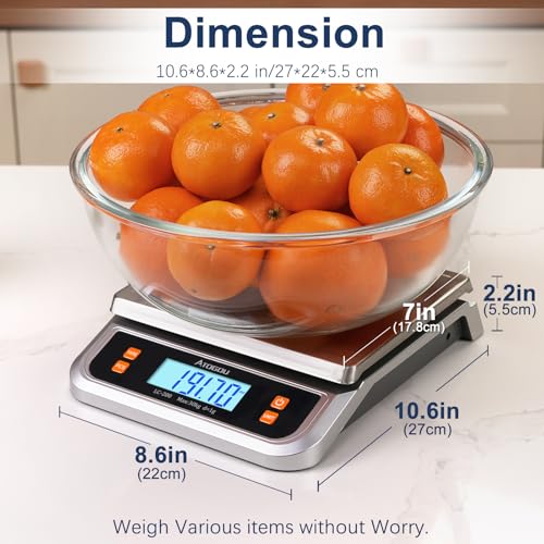 Atogou 88lb Food Scale, Commercial Kitchen Scale Plug-in Usable | Full View LCD Display, Stainless Steel, for Baking, Bread, Cooking, Meat, Vegetables, Farm, Industry LC200 Silver - size: Silver 88 lb (40 kg)
