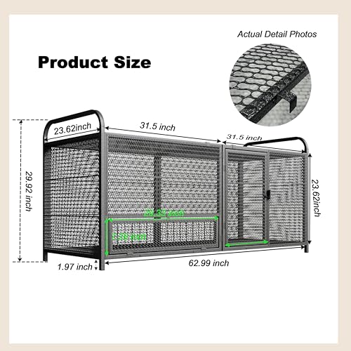 63 Inch Heavy Duty Metal Chicken Coop with Bottom Mesh Floor, Portable Chicken Cage with Feeding Door and Top Access, Outdoor Rabbit Hutch for Chickens Ducks Bunnies Quail - size: 63.0"L x 24.0"W x 29.9"H
