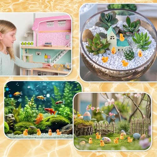 100 Pcs Mini Resin Ducks Tiny Ducks Miniature Duckies Bulk Figures for Garden Micro Landscape Home Prank Game Micro Landscape Aquarium Dollhouse Ornament DIY Handmade School (Yellow) - color: Yellow
