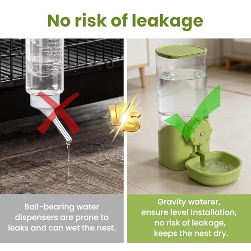 Rabbit Water Bottle for Cage Crate, 29oz No Drip Hanging Automatic Pet Water Dispenser for Small Animal Guinea Pig Bunny Chinchilla Ferret Hedgehog Puppy Cat (Green) - color: Green