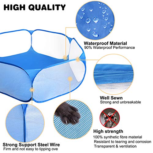 Guinea Pig Cage Rabbit Cage Indoor with Mat Playpen Perfect Size for Small Animal Pet Play Pen Easy to Clean Exercise Yard Fence Portable Tent for Hamsters, Chinchillas, Hedgehog, Puppy, Cats - color: Skyblue