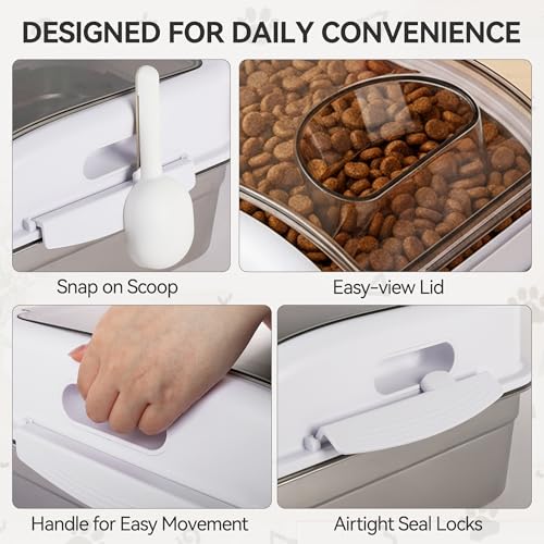 ALL FOR PAWS 304 Stainless Steel Dog Food Storage Container, Airtight Mouse Proof Storage Bin with Lid and Scoop, Pet Food Storage Container for Dog, Cat & Bird Seed, Up to 11 Lbs, Keep Food Fresh