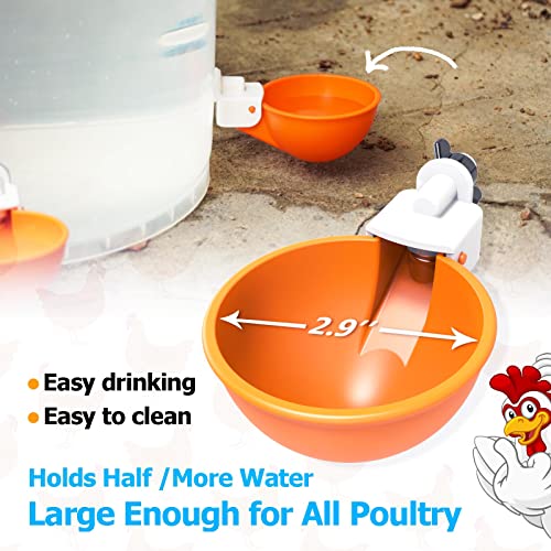 Chicken Water Cups Auto-Fill, Heavy Duty Poultry Waterer Cups -8Pack Orange - color: Orange, size: Pack of 8