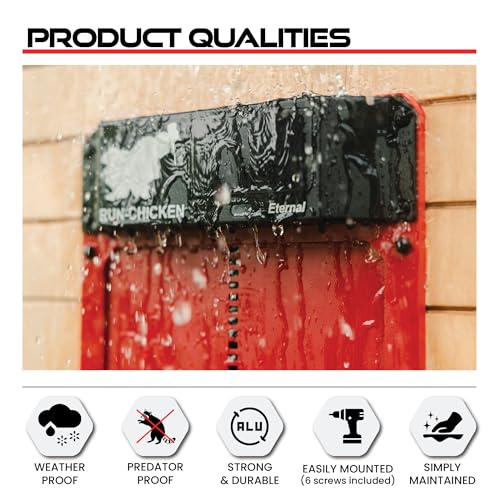 RUN-CHICKEN Door Eternal – Solar Automatic Chicken Coop Door with Built-in Solar Power & Battery Backup, Smart App & Timer Control, Weatherproof Aluminum, Predator-Proof, Easy to Install (Red)