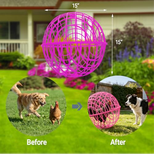 15.7" Ball-Shaped Movable Chicken Coop,Pigeon Rabbit Duck Safe Walking Net,Preventing Trampled by Horse,Predation by Eagles,Dog Bites.Pet Removable Prevent Harassment Safety Hutch - color: Rose