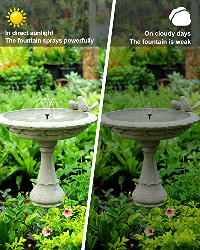 Biling Solar Fountain Water Pump Outdoor with Tubing for Pond BirdBath | Solar Bird Bath Fountain with Dry-Run Protection, 5 Nozzles for Garden, Backyard, Fish Tank,Water Features - size: 1.5W