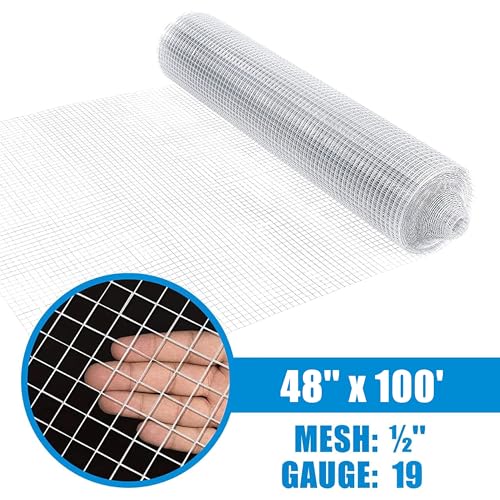Fencer Wire 19 Gauge Hardware Cloth Metal Wire Mesh 1/2" x 1/2", Galvanized Welded Cage Wire Poultry Netting Square Chicken Snake Fencing Gopher Fence (4 ft. x 100 ft.) - size: 4 ft. x 100 ft.