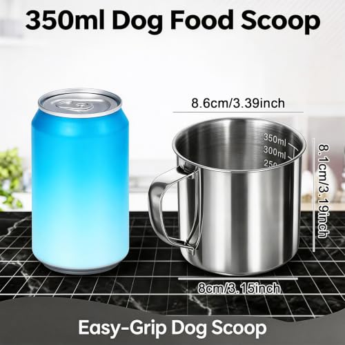 1.5 Cup Dog Food Scoop, Dog Food Scooper, 350ml Pet Food Measuring Cup with Handle, Suitable for Dry Food & Treats for Dogs Cats Birds Rabbits