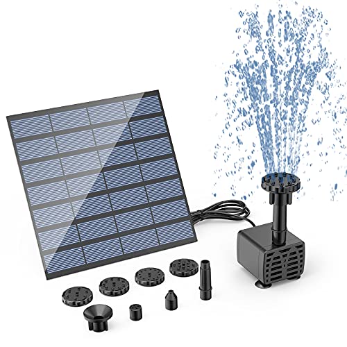 AISITIN DIY Solar Water Pump Kit for Water Feature Outdoor with 6 Nozzles | 2026 Solar Fountain Pump, Solar Powered Water Fountain for Bird Bath, Ponds, Garden, Fish Tank - size: 1.5W (1 Pack)