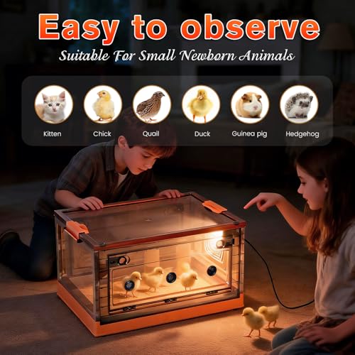 88L Chicken Brooder Box for Chicks, 32-107.6℉Adjustable Temperature Chicks Warmer for 20 Ducks Quail with Feeder and Waterer Heater Indoor Bedding Brooder for Chicken Coop & Quail Cage (88L)