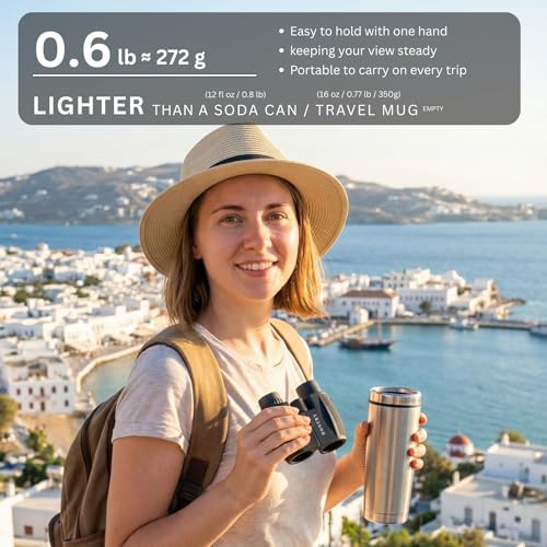 10x25 Compact Binoculars for Adults and Kids | Bird Watching, Travel, Cruise Ship, Sport Games, Theater, Concerts, Road Trip - color: Black, size: 10x25