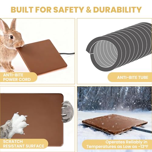 Small Animal Heating Pad, Small Animal Bed, Outdoor/Indoor Winter Thermal Heating Pad for Rabbits, Guinea Pigs & Chickens, Waterproof & Chew-Resistant, Energy-Efficient (S:11.8" x 8.2“) - size: S:11.8" x 8.2“