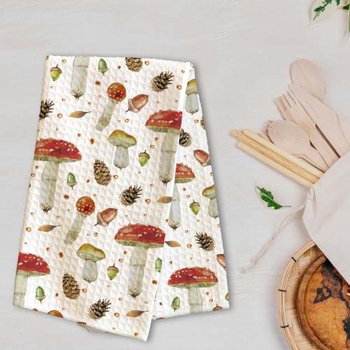 Mushroom Kitchen Towels - 16 x 24 Inches Kitchen Hand Dish Towels - Decorative Fast Drying Home Dishcloth - Absorbent Dishcloth Decor Gifts for Friends Family - A10 - color: Mushroom