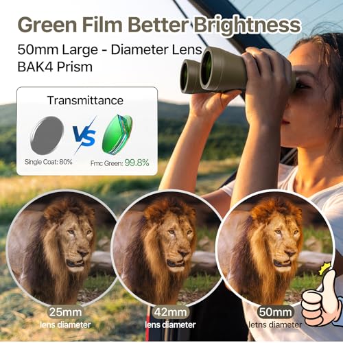 FREE SOLDIER 20x50 High Powered Binoculars for Adults, Mud | With Bak4 Prism Fmc Lens, Lightweight, Portable, Waterproof, Fog-Proof, For Bird Watching, Hunting, Hiking, Concerts, Travel - color: Mud