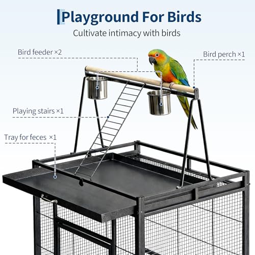 Garvee 68" h Large Bird Cage, Rolling Play Top Parakeet Cage, Big Bird Cages for Parrots, Parakeets, Cockatiels, Conures, Budgie, Lovebird