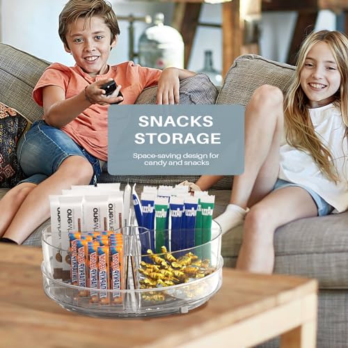 2 Pack Lazy Susan Organizer, 9 inch Rotating Storage Organizer with Bins | Degree Rotating Clear Turntable with 4 Removable Bins, Lazy Susan Turntable Organizer for Fridge, Kitchen, Vanity, Cabinet - size: 2 Pack - 4 Bins 9in