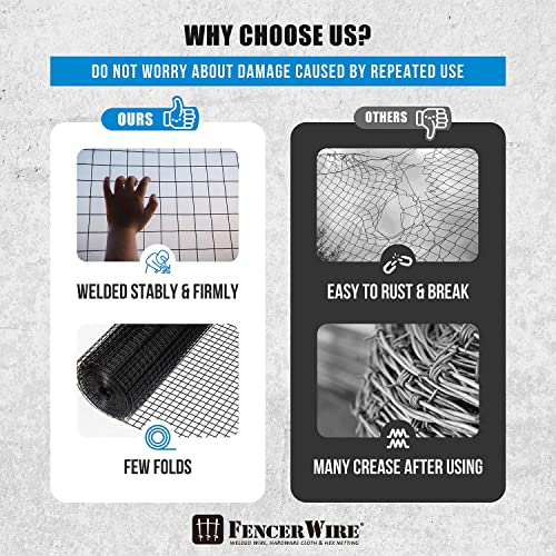 Fencer Wire 16 Gauge Black Vinyl Coated Welded Wire Mesh Size 1 inch by 1 inch for Home and Garden Fence, Protect Chickens Rabbits and Farmed Animals (c. 3 ft. x 50 ft.) - size: c. 3 ft. x 50 ft.