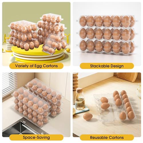 100 Pack Large Egg Cartons Cheap Bulk 12 Count Plastic Egg Containers 2x6 | Large Reusable Bulk Egg Carton Clear Egg Holder for Home Ranch Farm Commercial Market Plastic Egg Contains for Craft Project - size: 100Pack-2x6 Large