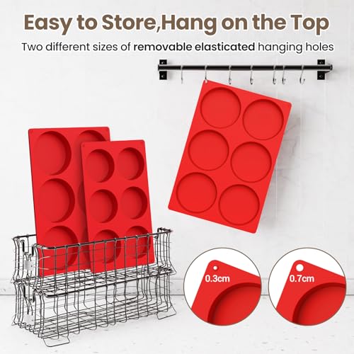 Redfly Silicone Egg Molds for Breakfast Sandwiches 4 Pcs, Non Stick 4 Inch Egg Bites Baking Pans, Jumbo Silicone Muffin Pans for Baking, Round Muffin Top Pan for Whoopie Pie Pan, Hamburger, Fruit Tart - size: 4pcs: 4 inch Jumbo