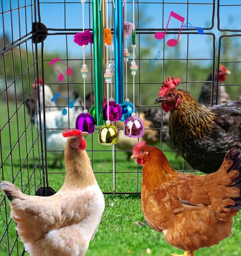 Chicken Toys for Coop, Chicken Wind Chime Enrichment Toys, Hanging Chick Peck Toy with Colorful Bells, Home Garden Musical Coop Accessories, Coops Toy for Hens Chicks Poultry Birds Parrots - style: A