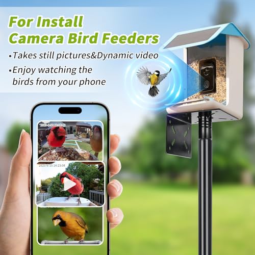 Bird House Pole, 80 Inch Bird Feeder Pole Stand with 1-Inch Dia Heavy Duty Birdhouse Pole Mount Kit for Outdoors Smart Birdhouse, Weather Station