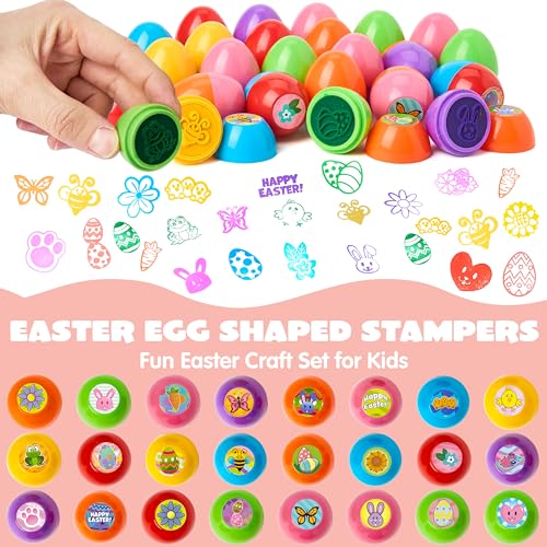 JOYIN 24Pcs Easter Egg Stampers Toys for Easter Eggs Hunt Game, Basket Stuffers Fillers, Stamps Gifts, Kids Party Favor, Classroom Prize Supplies - style: bunny