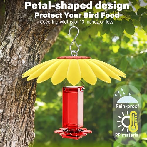 10.5 inch Hummingbird Feeder Shade Dome Cover,Rain Guard,Weather Guard for Bird Feeder, Umbrella Cover for Bird House for Outdoor,Squirrel Guard,Flower Design(Yellow) - color: Yellow, size: 10.5'' / 1PCS