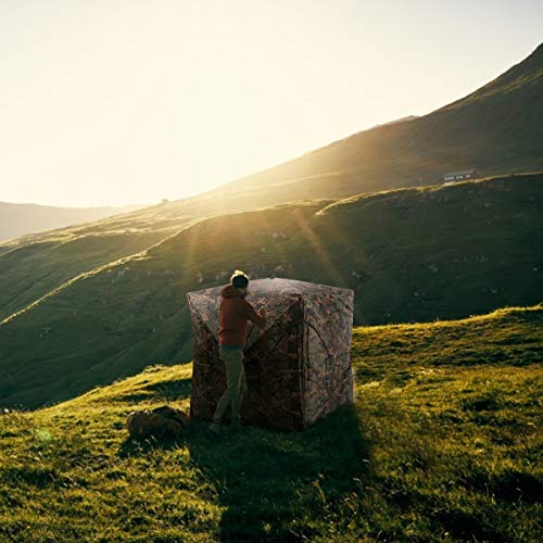 Tangkula 3 Person Pop up Ground Blind, Portable Hunting Blind with Mesh Windows, Carrying Bag & Ground Stakes, Camouflage Hunting Tent with Hub System, Camo Deer Blinds for Hunting - style: Inverted window