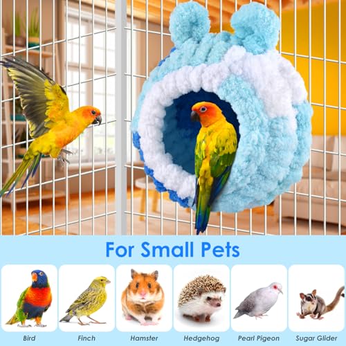 KATUMO Parrot Nest, Bird Breeding Nest Parakeet Snuggle Hut Conure House Bed for Budgie Cockatiel Conure Lovebird Canary Finch Hamster Small Pets - size: L (Blue)