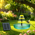 3-Tier Hanging Solar Bird Bath Fountain - Solar Powered Cascading Water Fountain with 16.4FT Extra Long Cord for Outdoor Garden Patio Yard Hummingbirds & Wild Birds Decoration
