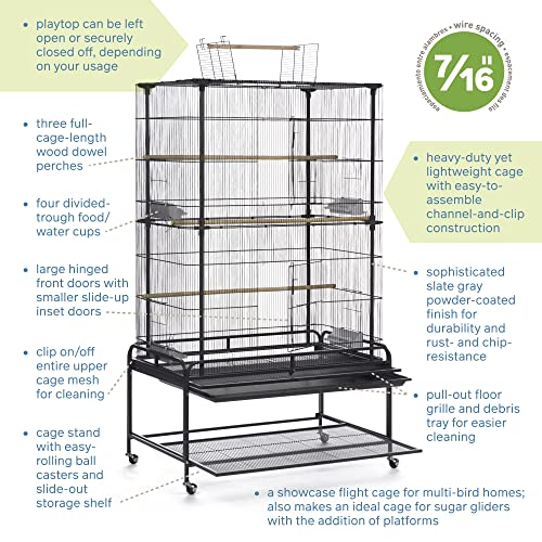 Prevue Pet Products Playtop Flight Bird Cage with Stand - F085, Black