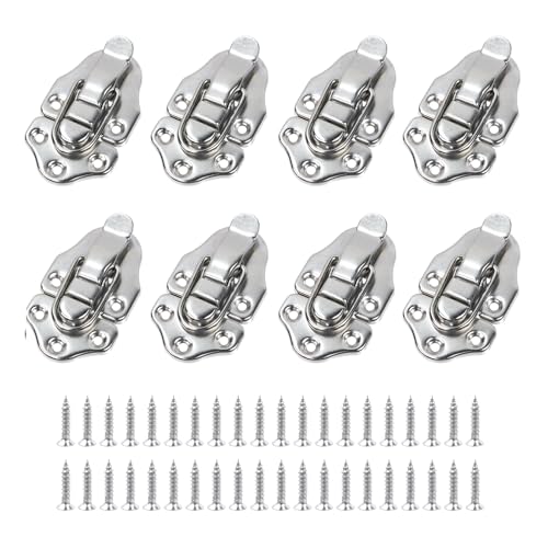 Geesatis 8 Pcs Metal Box Hasp Lock Toggle Latch Catch Decorative Hasp BoxLatch Hasps for Jewelry Wooden Case Boxes, with Mounting Screws, Silver - style: A-Silver