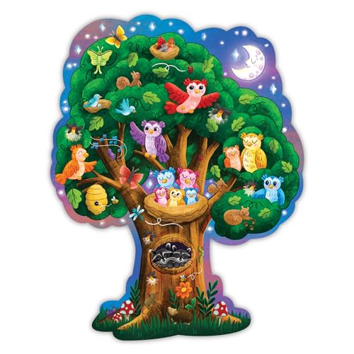 Peaceable Kingdom Shimmery Hoot Owl Hoot 49 Piece Floor Puzzle | A giant floor puzzle that builds focus and patience. Ages 3+. - style: Owl