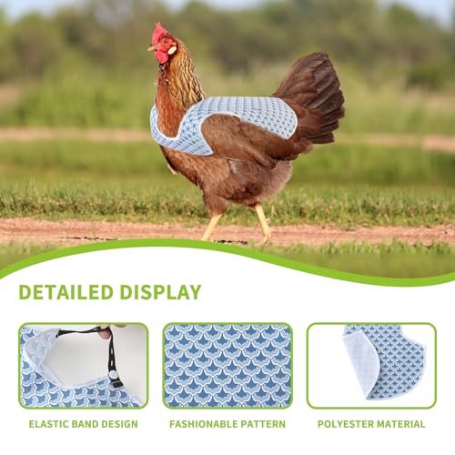 Chicken Saddle for Hens, 3 Pack Adjustable Breathable Aprons | Adjustable back straps prevent pecking and ensure durability. Protects hens during mating. Easy to wear. - color: Blue