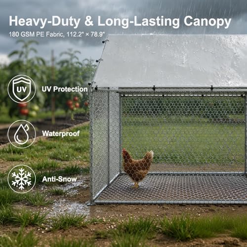 HERBAN 2026 Upgraded Large Metal Chicken Coop with All-Around Hardware Cloth, 9.8x13.1x6.4 ft Walk-in Outdoor Chicken Run Pen for Backyard with Cover, Spire Roof Poultry Cages - size: 157.2"L x 117.6"W x 76.8"H