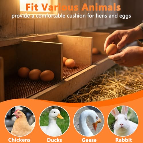 6 Pack Chicken Nesting Pads, 12"x12" Plastic Reusable Nesting Pads | Washable Nesting Pads for Chicken Coop, Laying Box Pads, Nesting Box Pads for Chicken Coop Accessories